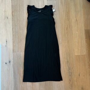 Universal Thread Black Sleeveless Midi Tshirt Dress Ruffle Sleeve Large NWT
